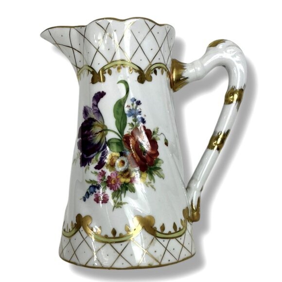 Vintage Floral Ceramic Pitcher Elegant Gold Accent Multi Use Mid Century 1960 - Picture 9 of 16
